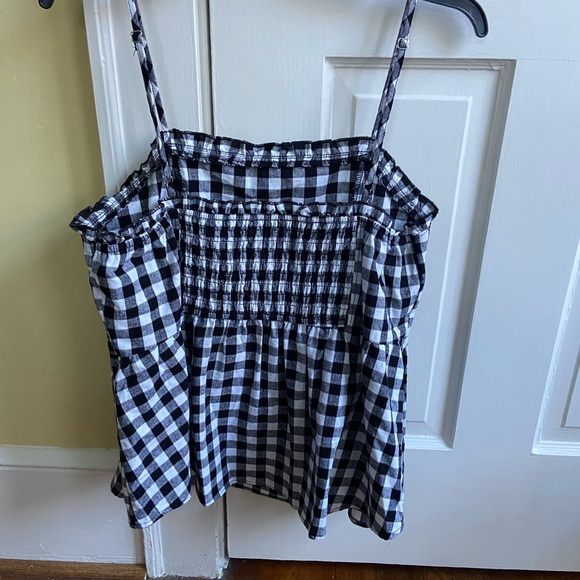 Black and white checkered, spaghetti strap, cotton top. L. - Picture 2 of 4